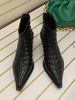 Damen Stiefeletten Schwarz Leder Pointed Toe Geometric Stiletto Winter Heels