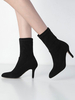 Damen Stiefeletten Schwarz Micro Wildleder Obere Spitze Zehen Stiletto Absatz Stiefeletten