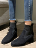 Damen Stiefeletten Schwarz Micro Wildleder Upper Square Toe Chunky Heel 2 "Stiefeletten
