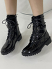 Damen Stiefeletten Schwarz Patent PU Upper Round Toe 1.4 "Stiefel