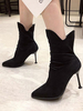 Damen Stiefeletten Schwarzes Wildleder Leder Round Toe Stiletto Heel 3.5 "Booties
