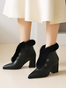 Damen Stiefeletten Weiß Leder Pointed Toe Chunky Heel