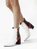 Damen Stiefeletten Weiß Leder Square Toe Moderne Schuhe