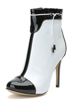 Damen Stiefeletten Weiß Runde Toe Zip Up High Heel Booties
