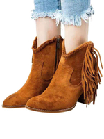 Damen Stiefeletten Wildleder Leder Runde Zehen Leopardenmuster Chunky Heel Cowgirl Stiefel