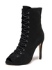 Damen Stiletto Heel Peep Toe Micro Suede Upper Schwarz Sommerstiefel