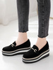Damen stilvolle Oxfords Chic Black Round Toe Wildleder Freizeitschuhe