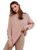 Damen Strickkleid Fleisch Farbe Schöne Langarm Jewel Neck Pullover