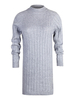 Damen Strickkleid Grau Elegant Split Front Polyester Langarm Jewel Neck Sweater Kleid