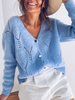 Damen Sweater Cardigans Blue Buttons Langarm Acrylpullover