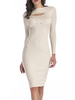 Damen Sweater Kleider White Jewel Neck Langarm Strickkleid Stretch Stretch Bodycon Partykleid