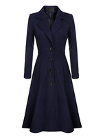 Damen Swing Coat 1950er Jahre Langarm Turndown Collar Fit Flare Wintermantel