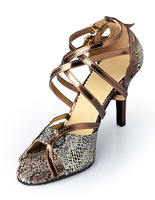 Damen Tanzschuhe mit Riemchen und Schlangenlederoptik
