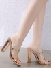 Damen Transparente Pantoletten Clear Slides Chunky Heel Schuhe