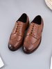 Damen Trendy Oxfords Brauner Rundkohle Rindsleder Lace Up Puppy Heel Casual Leder Schuhe