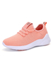 Damen Turnschuhe Rosa Polyester Runde Zehen Niedrige Oberteile Schnüren Flache Sportschuhe