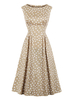 Damen Vintage Kleid 1950er Jahre Aprikose Polka Dot Ärmelloses Polyester Rockabilly Kleid