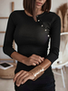 Damen Weiß Langarm T-Shirt Polyester Ösen Rundhals-T-Shirt mit Rundhalsausschnitt
