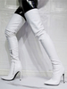 Damen Weiße Stöckelabsatz Oberschenkel Hohe Stiefel