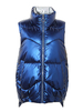 Damen Weste Mantel Royal Blue Stand Kragen Ärmellose Puffer Mäntel