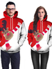 Damen White Christmas Hoodie Langarm Color Block Kordelzug Polyester Hooded Sweatshirt