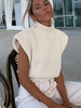 Damen White Pullover High Collar Polyester Weste Pullover