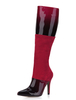 Damen Wildleder Stiefel PU Leder spitz Ombre High Heel kniehohe Stiefel für den Winter