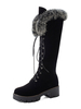 Damen Winter Mitte Kalb Stiefel schwarz schnüren Runde Kappe 2 "Blockabsatz Stiefel mit Kunstpelz