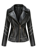 Damen Winterjacken Schwarzer Turndown-Kragen Langarm-Reißverschluss Detail Kurze Jacke