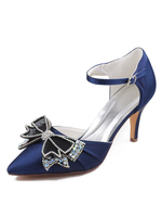 Damen Zweiteiler High Heel Party Schuh Dunkelblaue Spitzschuh Pumps Abendschuhe