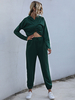 Damen Zweiteiler Sets Dunkelgrün Polyester Kapuze Plissee Schnüren Klassisches Langarm Outfit