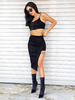 Damen Zweiteiler Sets Schwarze Baumwolle Sommer Ärmelloses asymmetrisches lässiges Top-Outfit
