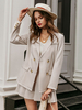 Damen zweiteilige Sets Fleisch Farbe Polyester Rock Herbst Langarm Casual Bluse Outfit