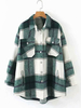 Damenhemd Jacke Grün Plaid Polyester Langarm Wärmeschutz Kurzmantel