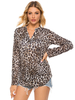Damenhemd Leopardenmuster Lässig Langarm Polyester Tops