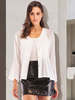 Damenhemd Weißer Juwelenhals Lässig Langarm Polyester Tops