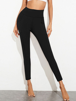 Damenhose Black Polyester Raised Waist Skinny Jogginghose Leggings mit Taschen