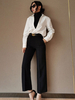 Damenhose Black Polyester Raised Waist Straight Hose