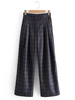 Damenhose Blue Plaid Polyester Wide Hose