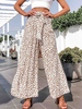 Damenhose Deep Apricot Polyester Raised Waist Leopardenmuster Gerade Hose