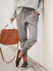 Damenhose Hellgrauer Kordelzug Tapered Fit Lässige Polyesterhose Jogginghose