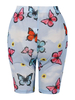 Damenhose Hellhimmelblau Schiere Hohe Taille Elastische Taille Schmetterlingsdruck Hose