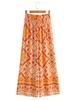 Damenhose Orange Polyester bedruckte weite Hose