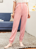 Damenhose Rosa Polyester Raised Waist Tapered Fit Hose Schnüren Sie lange Hosen