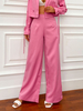 Damenhose Rose Pink Polyester Raised Waist Wide Hose