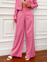 Damenhose Rose Pink Polyester Raised Waist Wide Hose