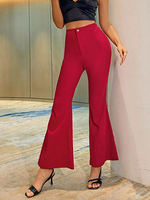 Damenhose Rote Polyesterhose mit natürlicher Taille Fackelhose