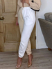 Damenhose Weiß Split Color Schnürhose aus Polyester mit natürlicher Taille und konischer Passform