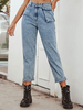 Damenhosen Jeans Light Sky Blue Taschen Denim Natural Waist Cropped Pants Freizeithose