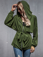 Damenjacke Kapuze Schnürung Polyester Langarm Damenjacke